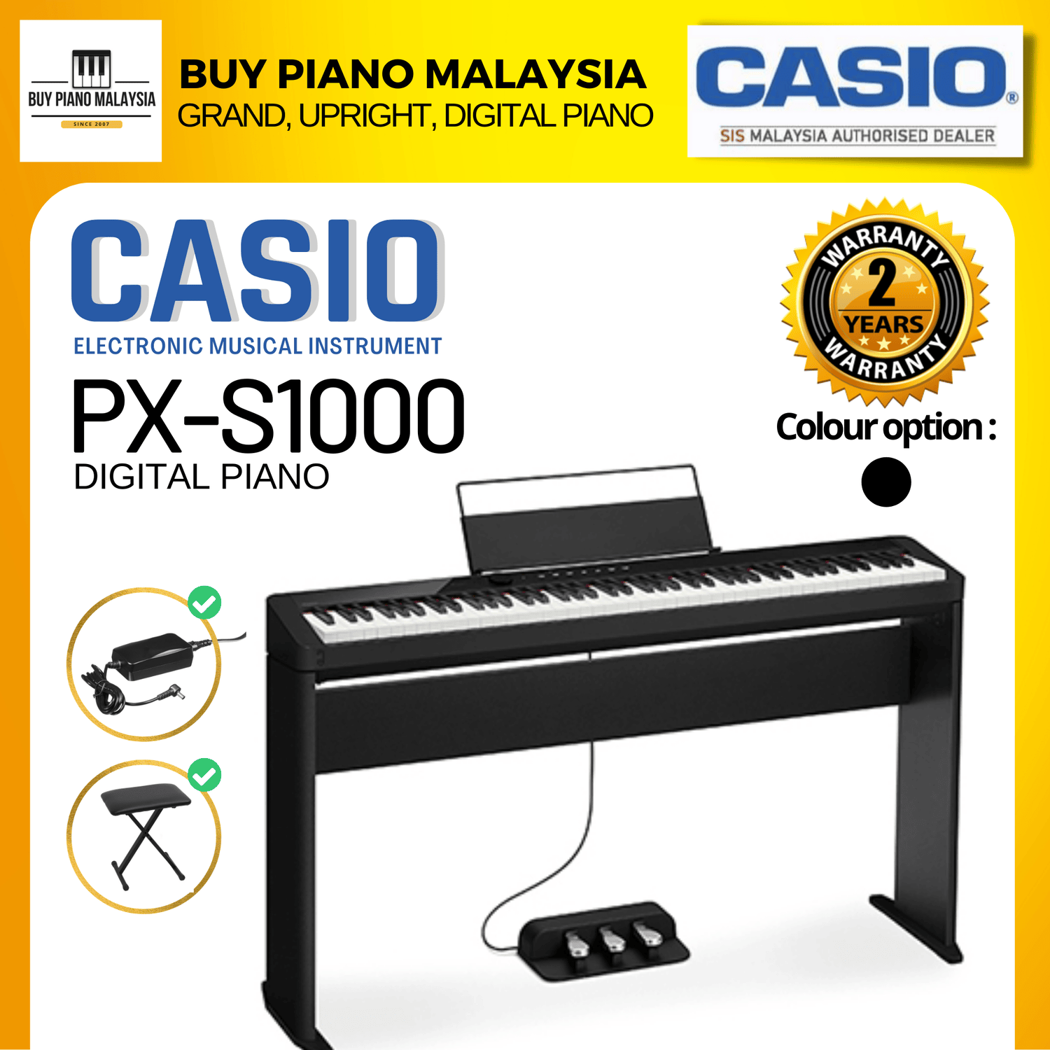 CASIO PRIVIA PXS1000 (88KEY DIGITAL PIANO PACKAGE) pianocity.my