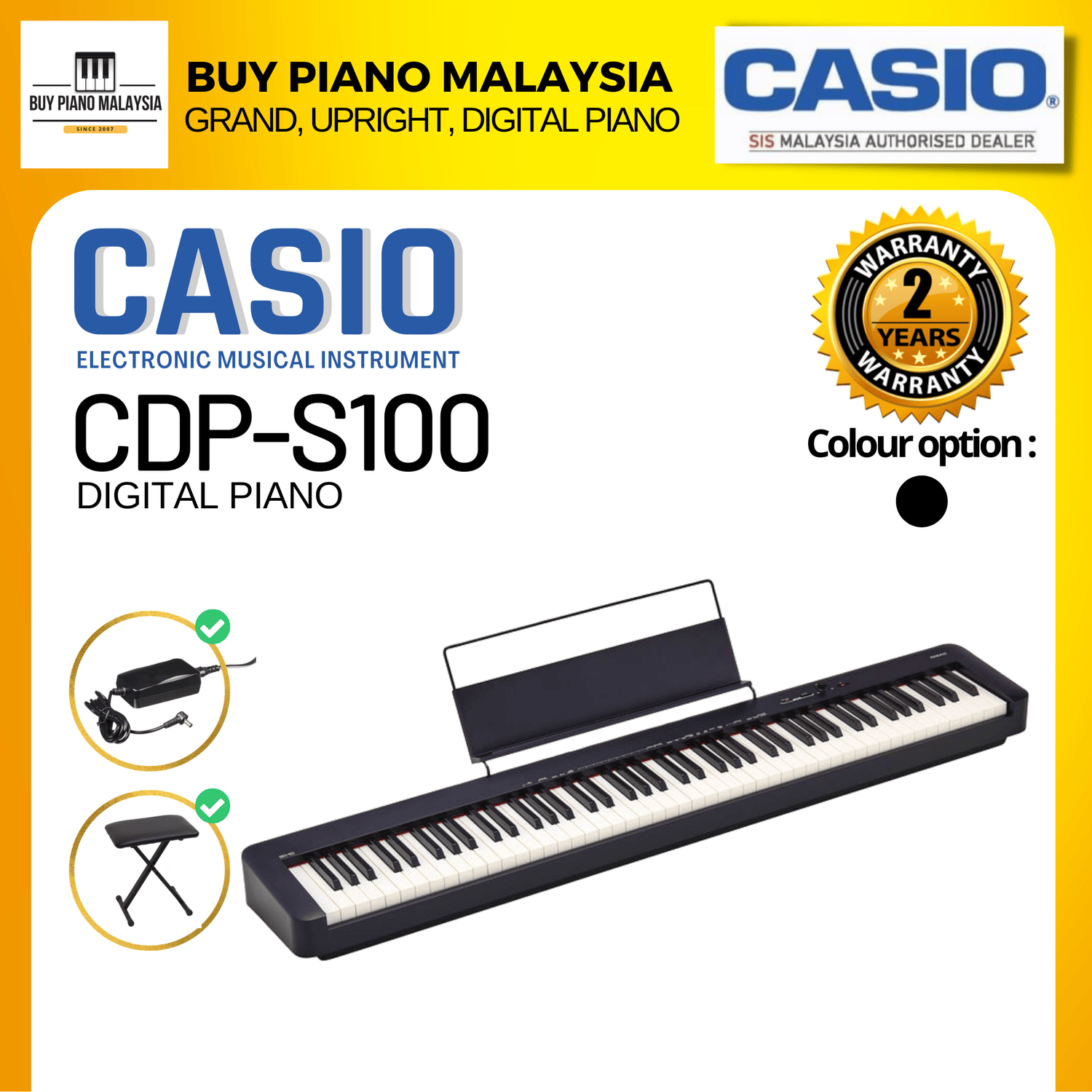 CASIO CDPS100 (88KEY DIGITAL PIANO) pianocity.my